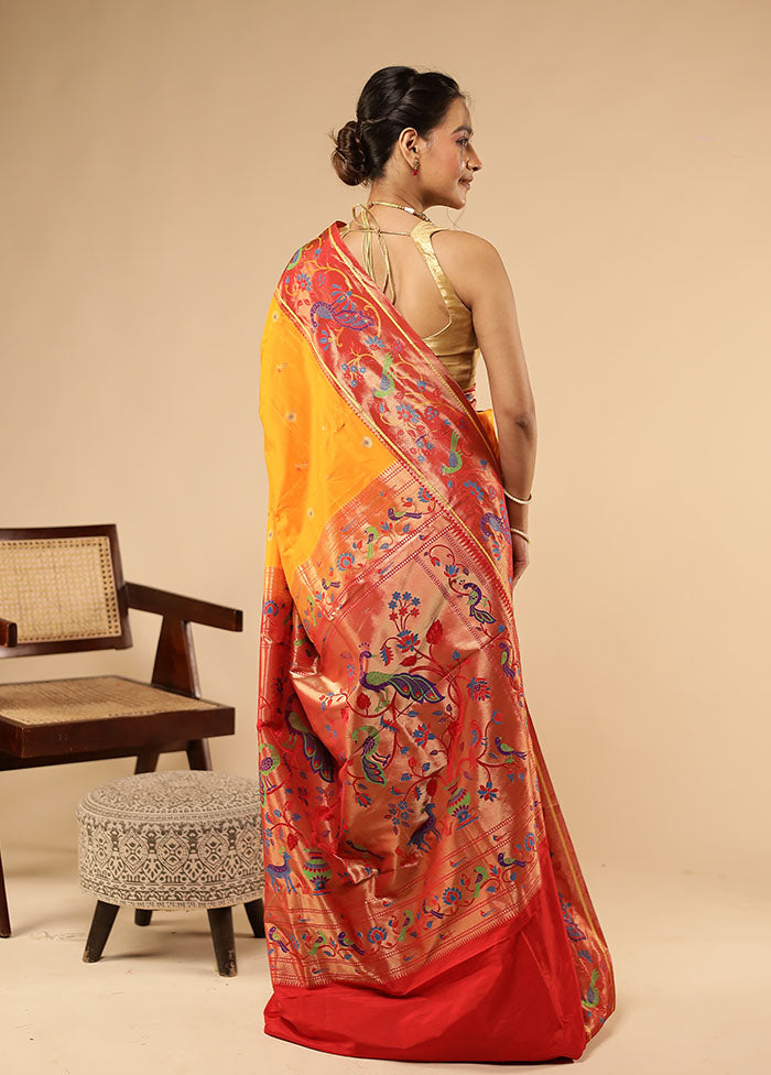 Orange Kanjivaram Silk Saree With Blouse Piece