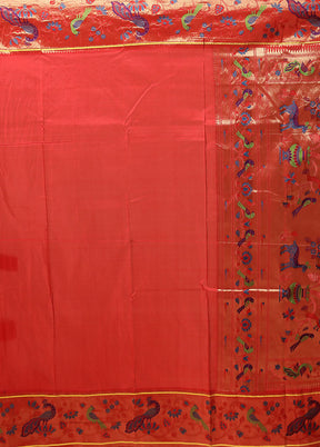 Orange Kanjivaram Silk Saree With Blouse Piece
