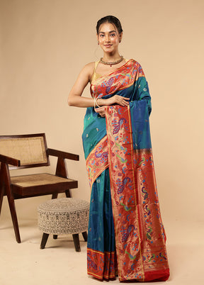 Green Kanjivaram Silk Saree With Blouse Piece