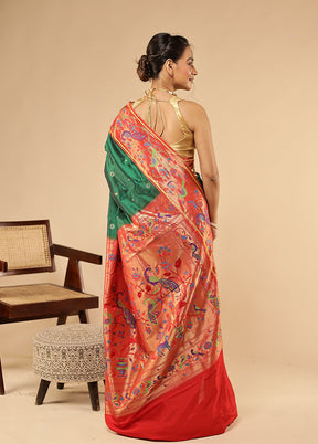 Green Kanjivaram Silk Saree With Blouse Piece