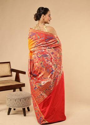 Orange Kanjivaram Silk Saree With Blouse Piece