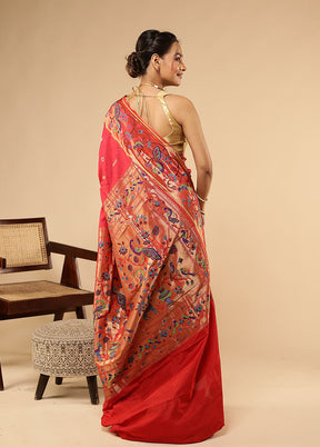 Pink Kanjivaram Silk Saree With Blouse Piece