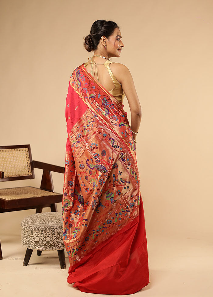 Pink Kanjivaram Silk Saree With Blouse Piece