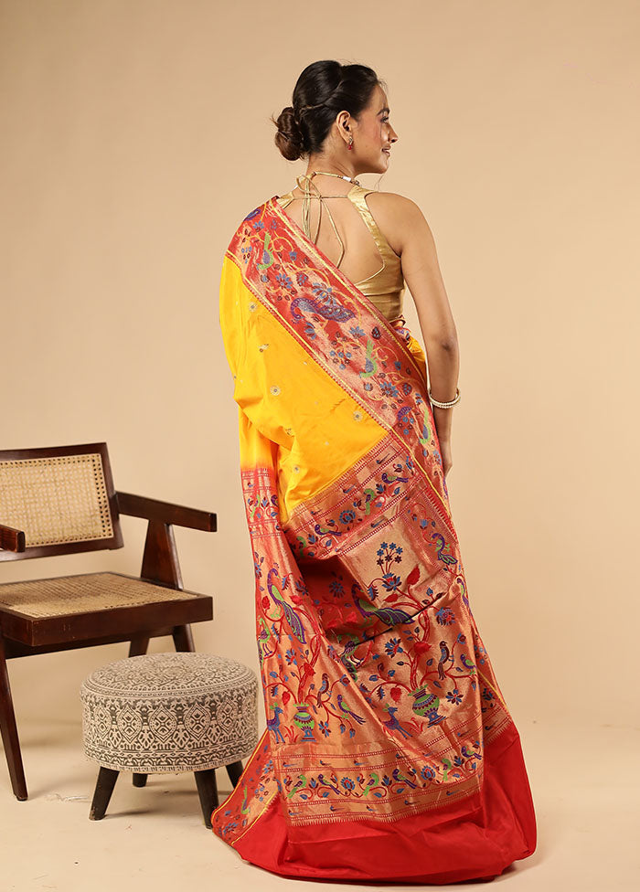 Yellow Kanjivaram Silk Saree With Blouse Piece