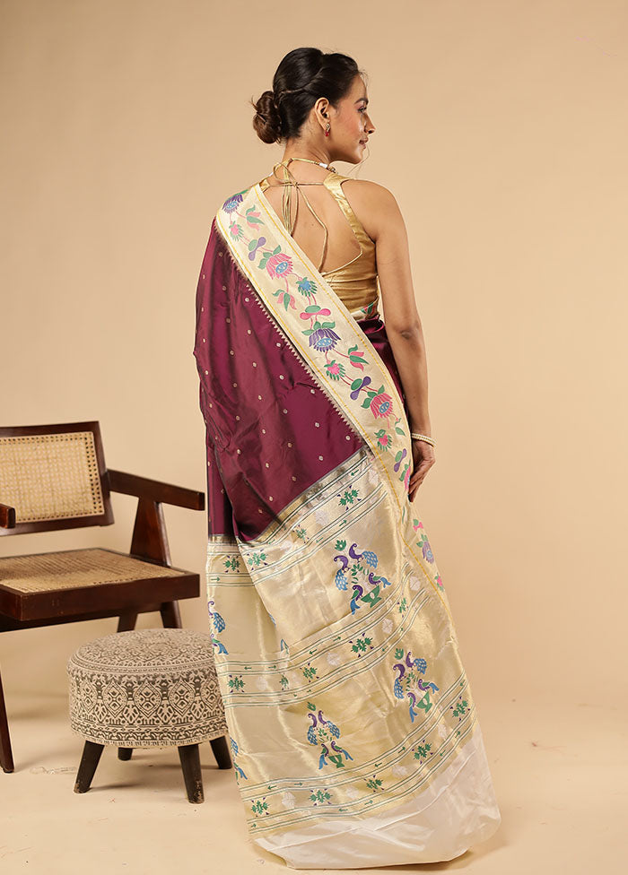 Purple Kanjivaram Silk Saree With Blouse Piece