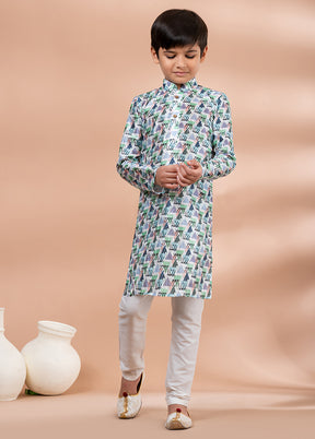 Multicolor Silk Kurta & Pajama Set
