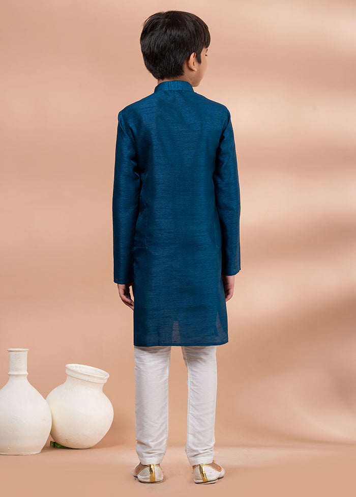 Blue Dupion Silk Kurta & Pajama Set