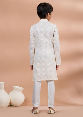 White Viscose Kurta & Pajama Set