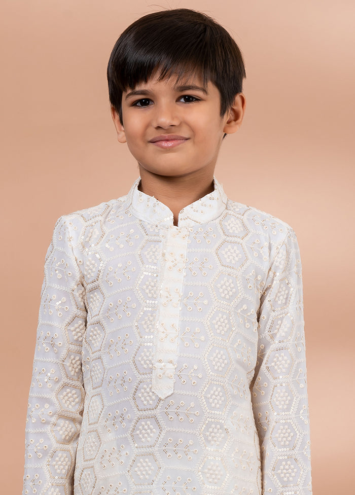 White Viscose Kurta & Pajama Set