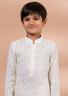 White Viscose Kurta & Pajama Set