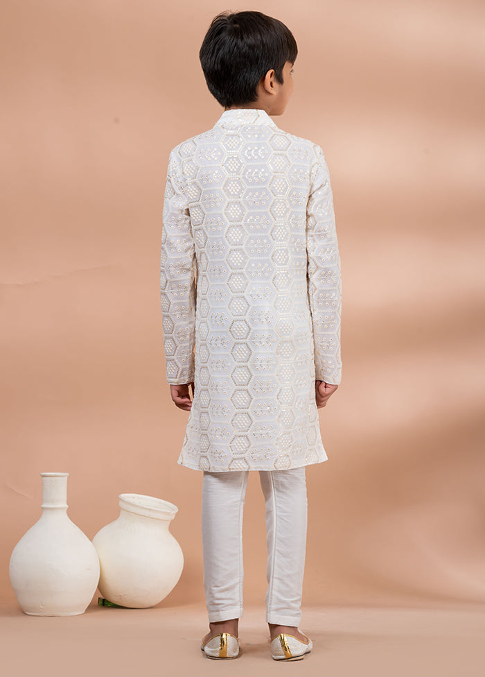 White Viscose Kurta & Pajama Set