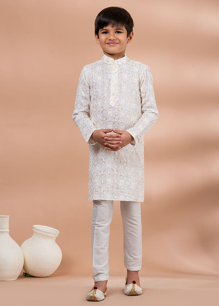 White Viscose Kurta & Pajama Set