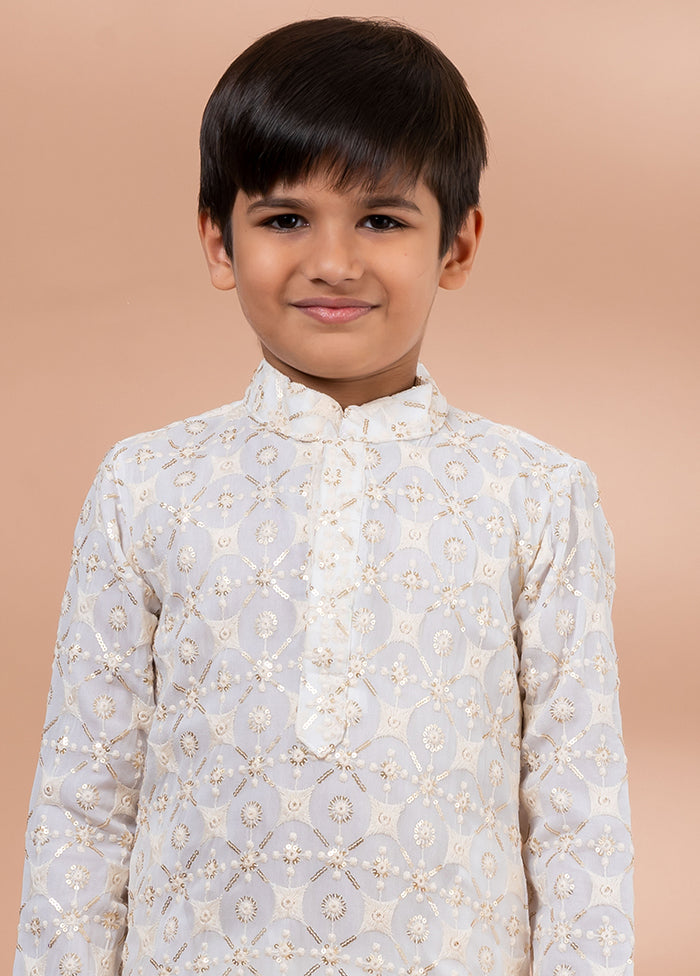 White Viscose Kurta & Pajama Set