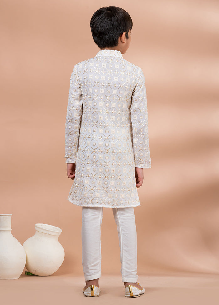 White Viscose Kurta & Pajama Set
