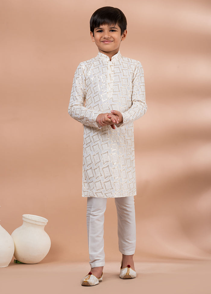 White Viscose Kurta & Pajama Set