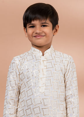 White Viscose Kurta & Pajama Set