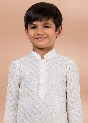 White Viscose Kurta & Pajama Set