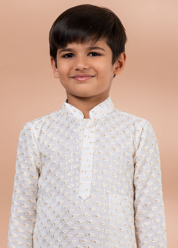 White Viscose Kurta & Pajama Set