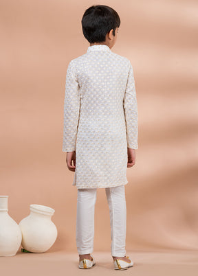 White Viscose Kurta & Pajama Set