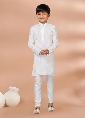 White Viscose Kurta & Pajama Set