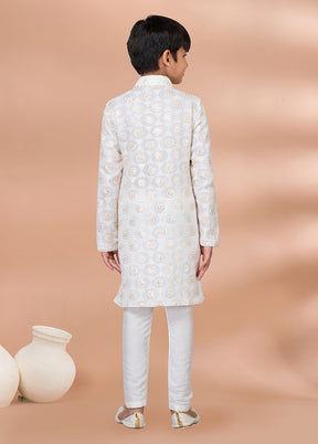White Viscose Kurta & Pajama Set