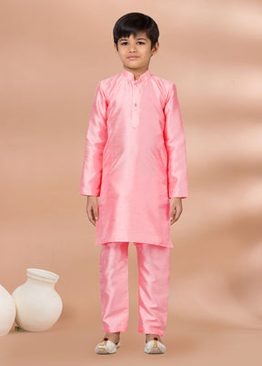 Orange Dupion Silk Kurta & Pajama Set