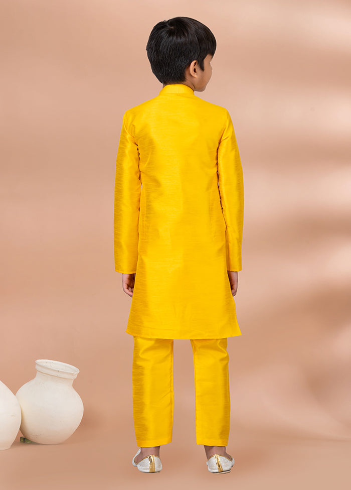 Yellow Dupion Silk Kurta & Pajama Set