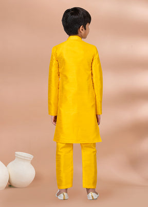Yellow Dupion Silk Kurta & Pajama Set