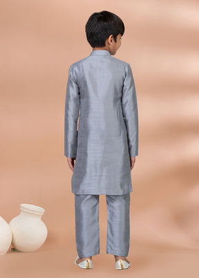 Grey Dupion Silk Kurta & Pajama Set