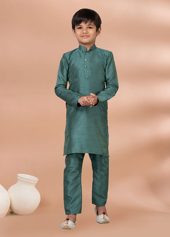 Green Dupion Silk Kurta & Pajama Set