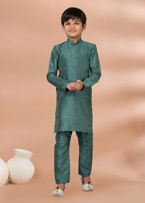 Green Dupion Silk Kurta & Pajama Set