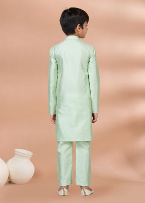 Green Dupion Silk Kurta & Pajama Set