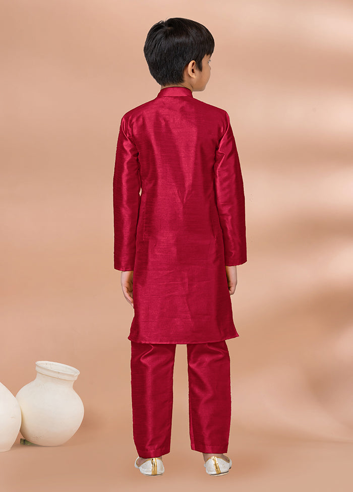 Maroon Dupion Silk Kurta & Pajama Set