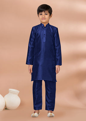 Blue Dupion Silk Kurta & Pajama Set