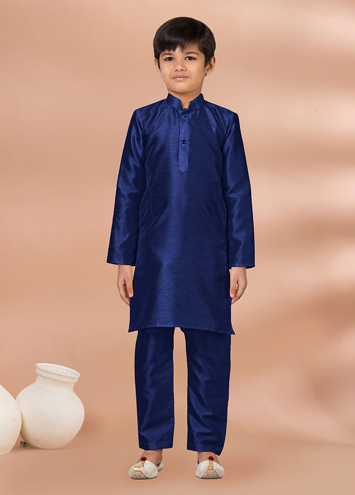 Blue Dupion Silk Kurta & Pajama Set