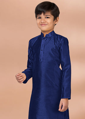 Blue Dupion Silk Kurta & Pajama Set