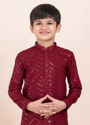 Maroon Viscose Kurta & Pajama Set