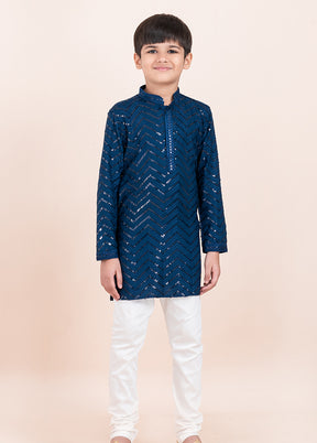 Blue Viscose Kurta & Pajama Set
