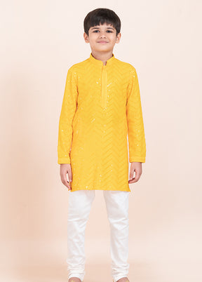 Yellow Viscose Kurta & Pajama Set