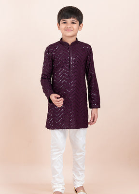 Purple Viscose Kurta & Pajama Set