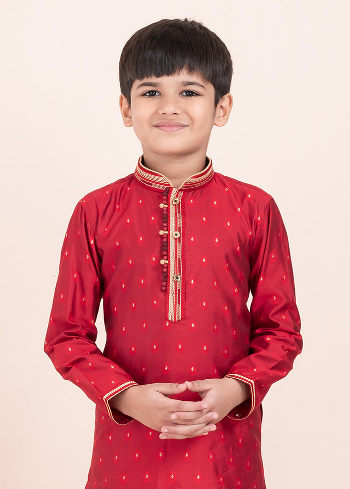 Red Cotton Kurta & Pajama Set