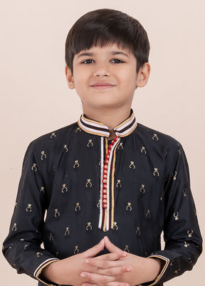 Black Cotton Kurta & Pajama Set