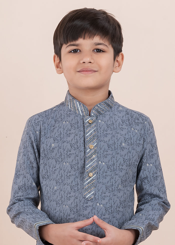Grey Cotton Kurta & Pajama Set