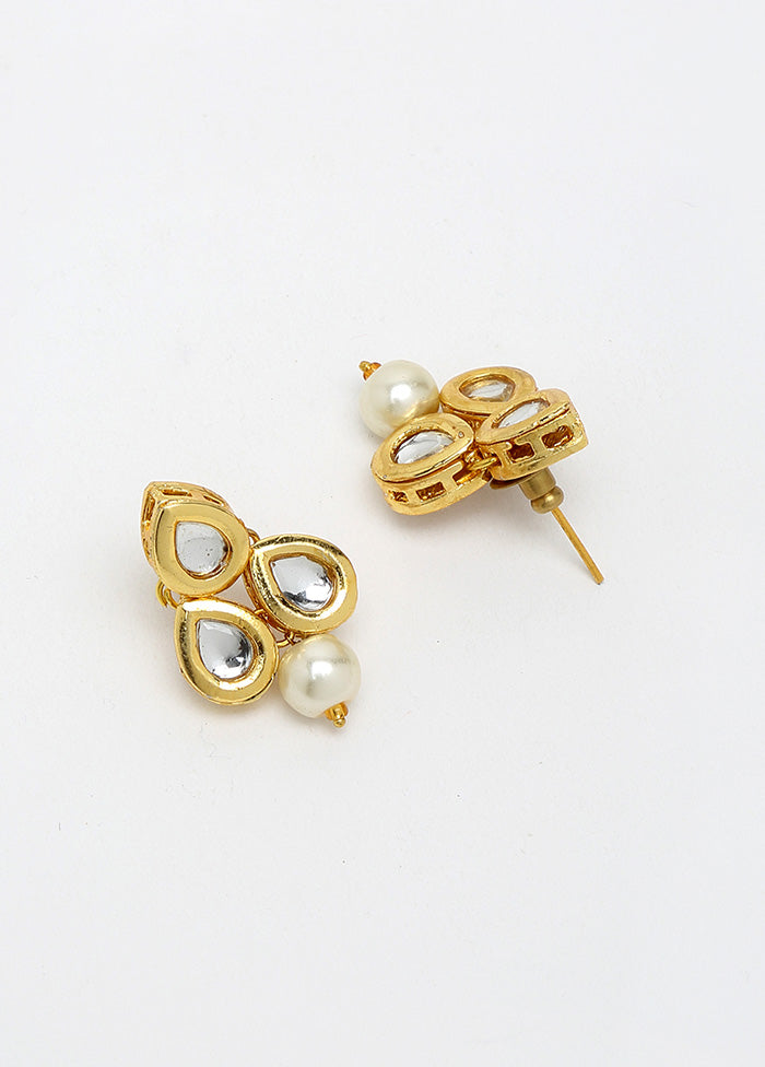 Gold Plated Kundan Stud Earrings - Indian Silk House Agencies
