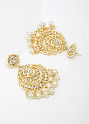 Gold Plated Kundan Jhumka Earrings - Indian Silk House Agencies