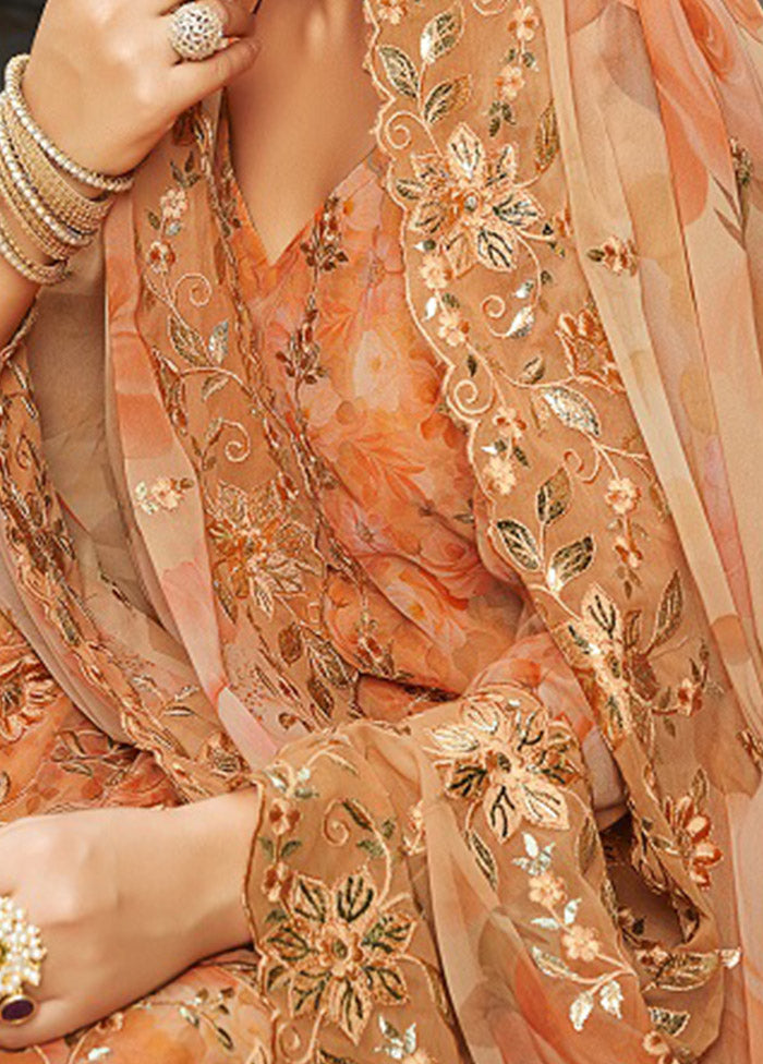 3 Pc Yellow Unstitched Georgette Suit Set VDSOT030052049 - Indian Silk House Agencies