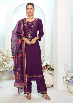 3 Pc Purple Silk Suit Set