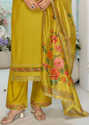 3 Pc Yellow Silk Suit Set
