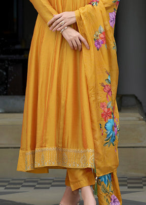 3 Pc Yellow Silk Suit Set