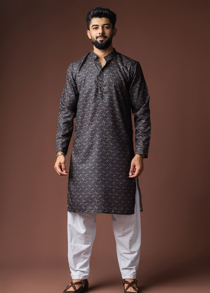 Black Silk Kurta & Pajama Set
